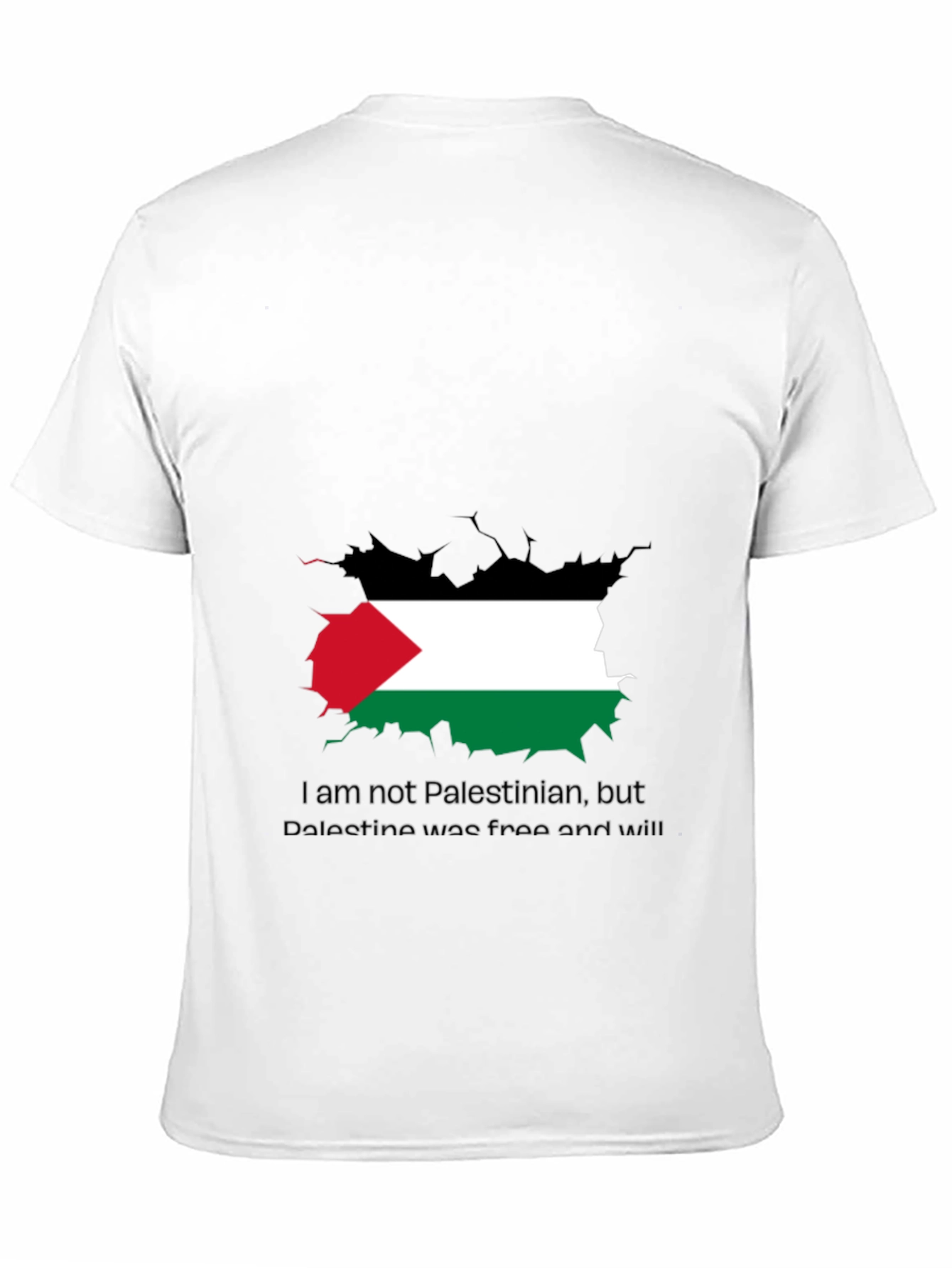 Palestine Free T-Shirt - Black Crew Neck