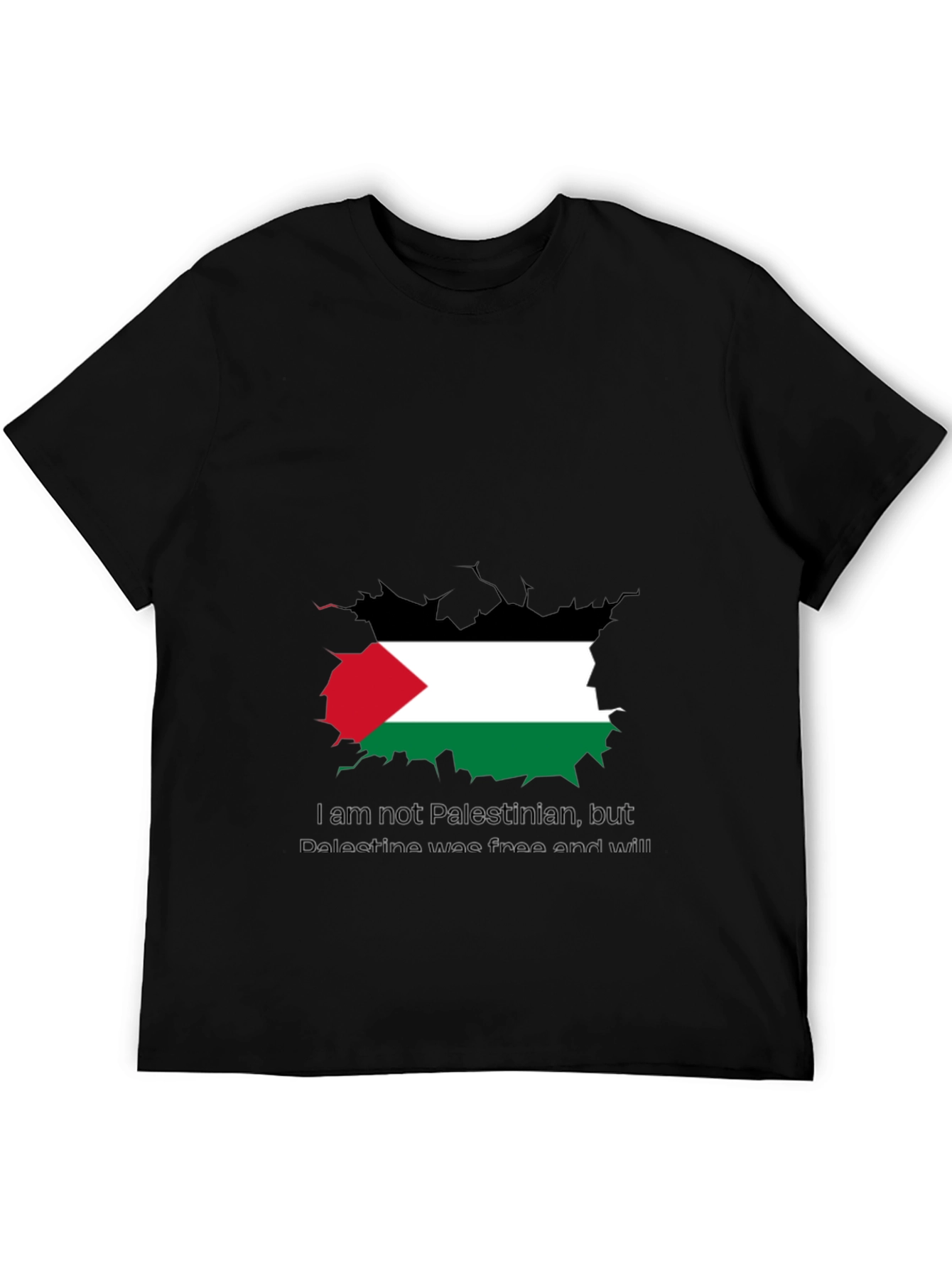 Palestine Free T-Shirt - Black Crew Neck