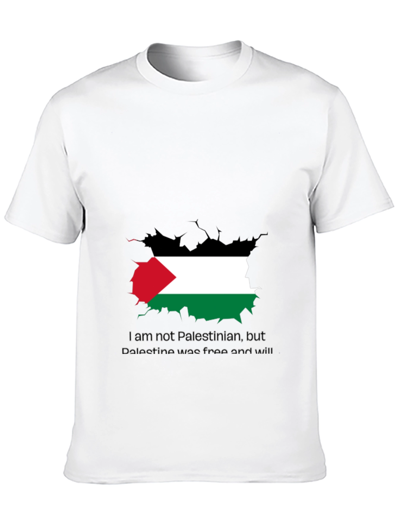 Palestine Free T-Shirt - Black Crew Neck