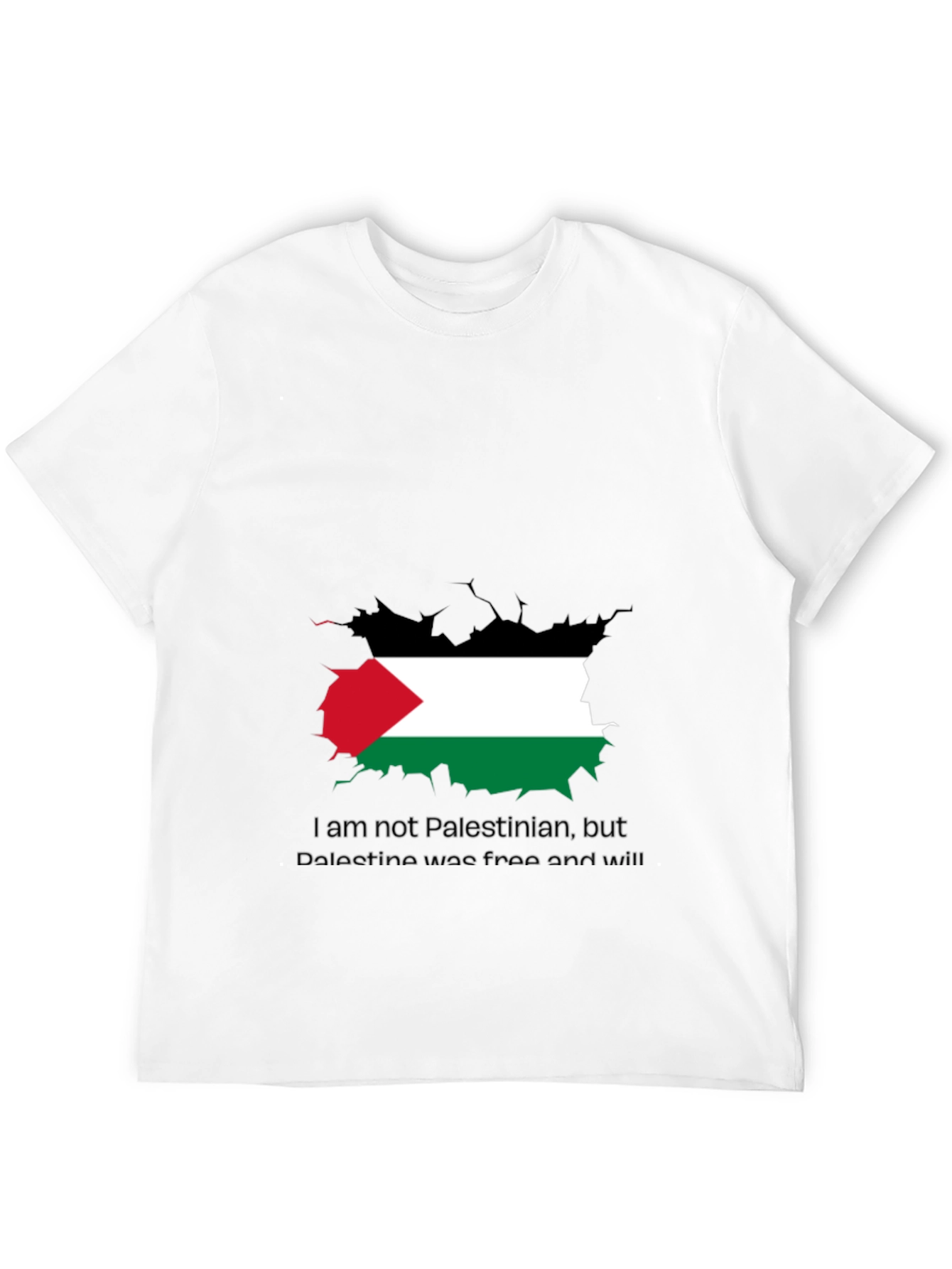 Palestine Free T-Shirt - Black Crew Neck