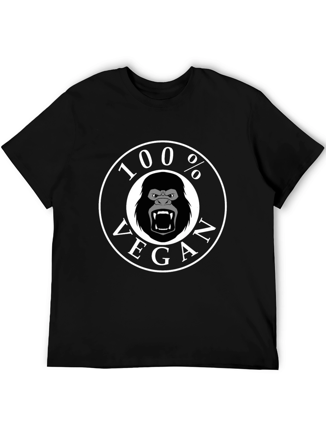 100% Vegan Gorilla Graphic Tee - Black