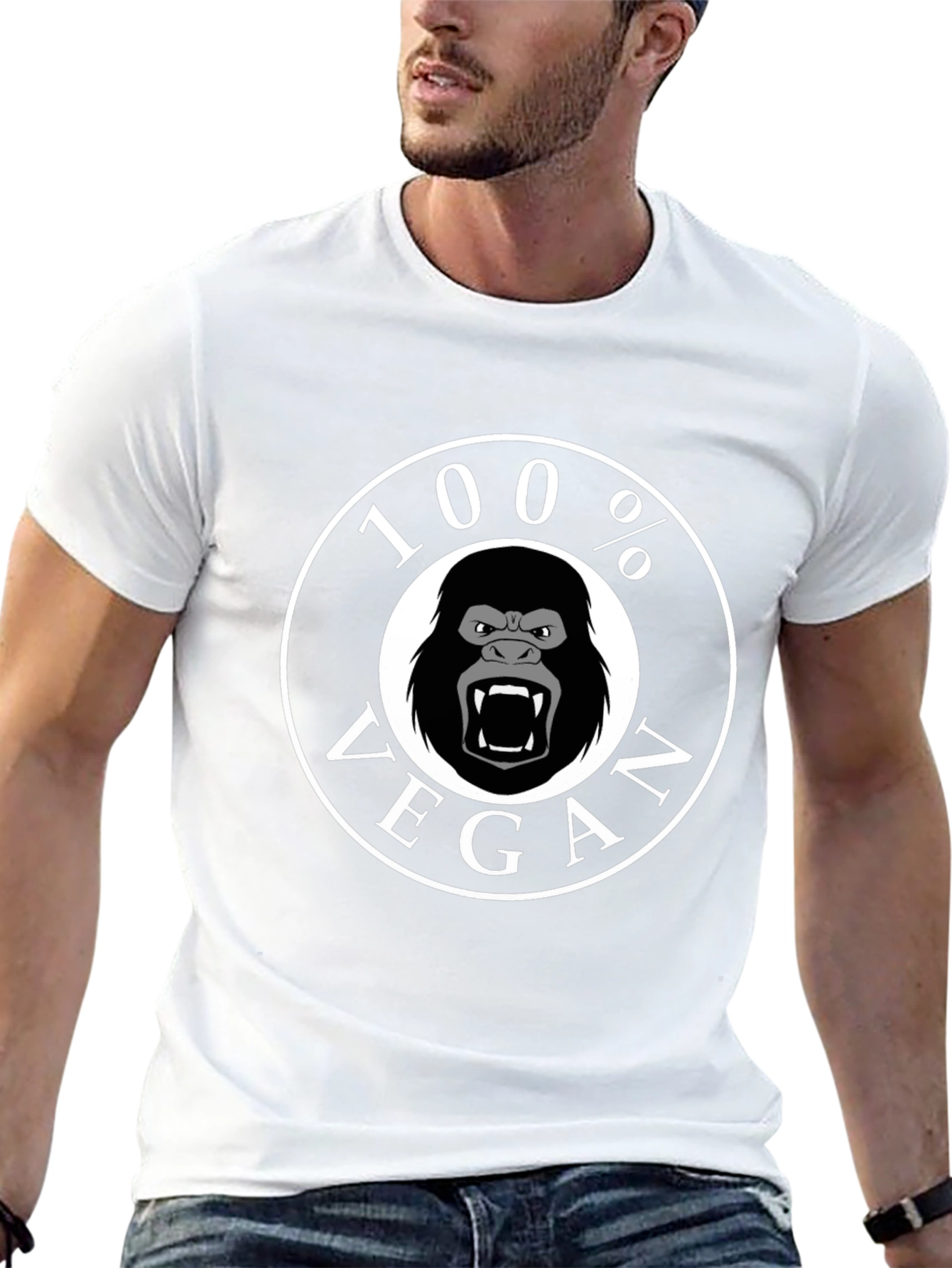 100% Vegan Gorilla Graphic Tee - Black