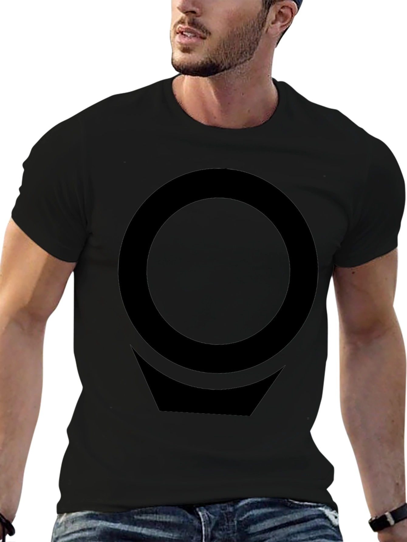 Modern Graphic T-Shirt - Black Circle & Chevron Design