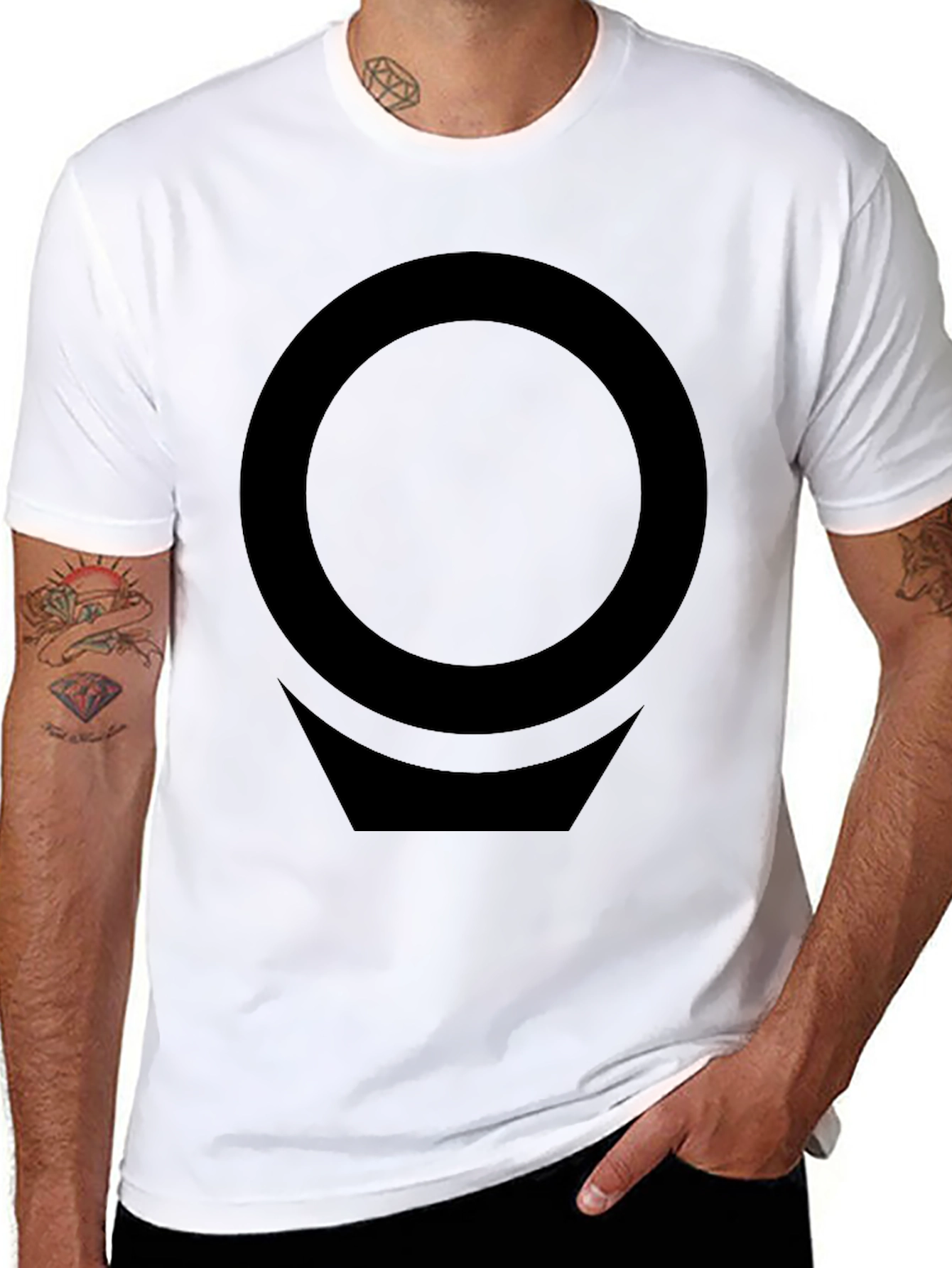 Modern Graphic T-Shirt - Black Circle & Chevron Design