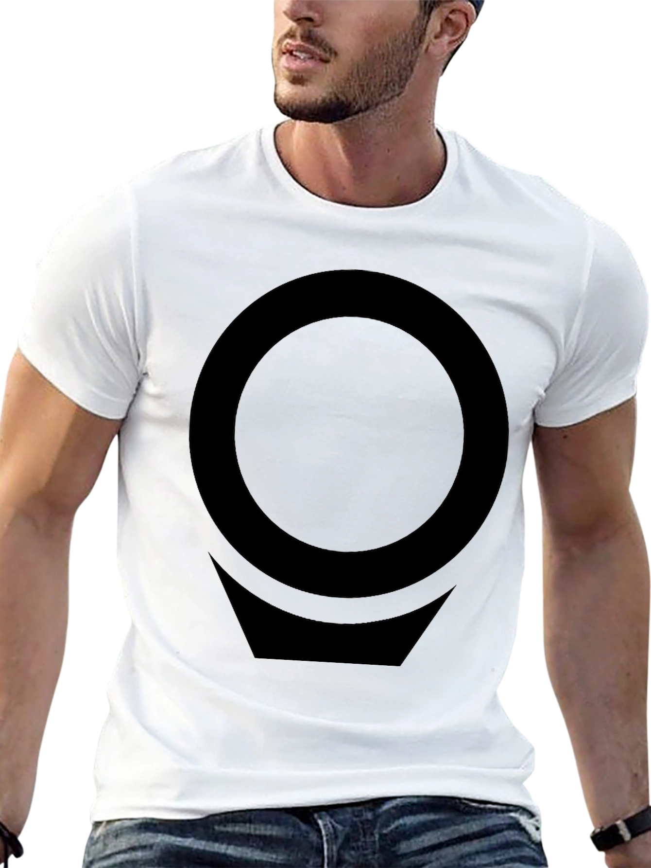 Modern Graphic T-Shirt - Black Circle & Chevron Design