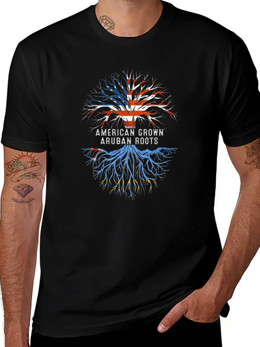 Aruban Roots Graphic Tee - Black Cotton Blend
