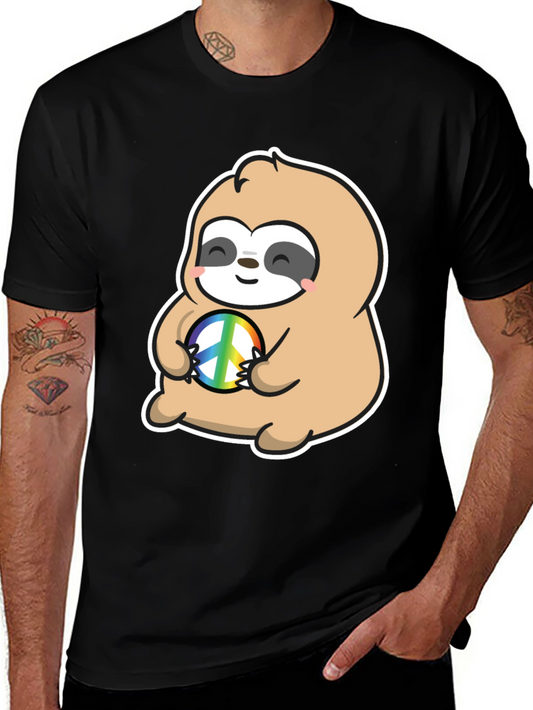 Sloth Peace Sign Graphic T-Shirt