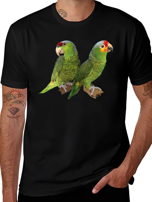 Parrot Print Black T-Shirt