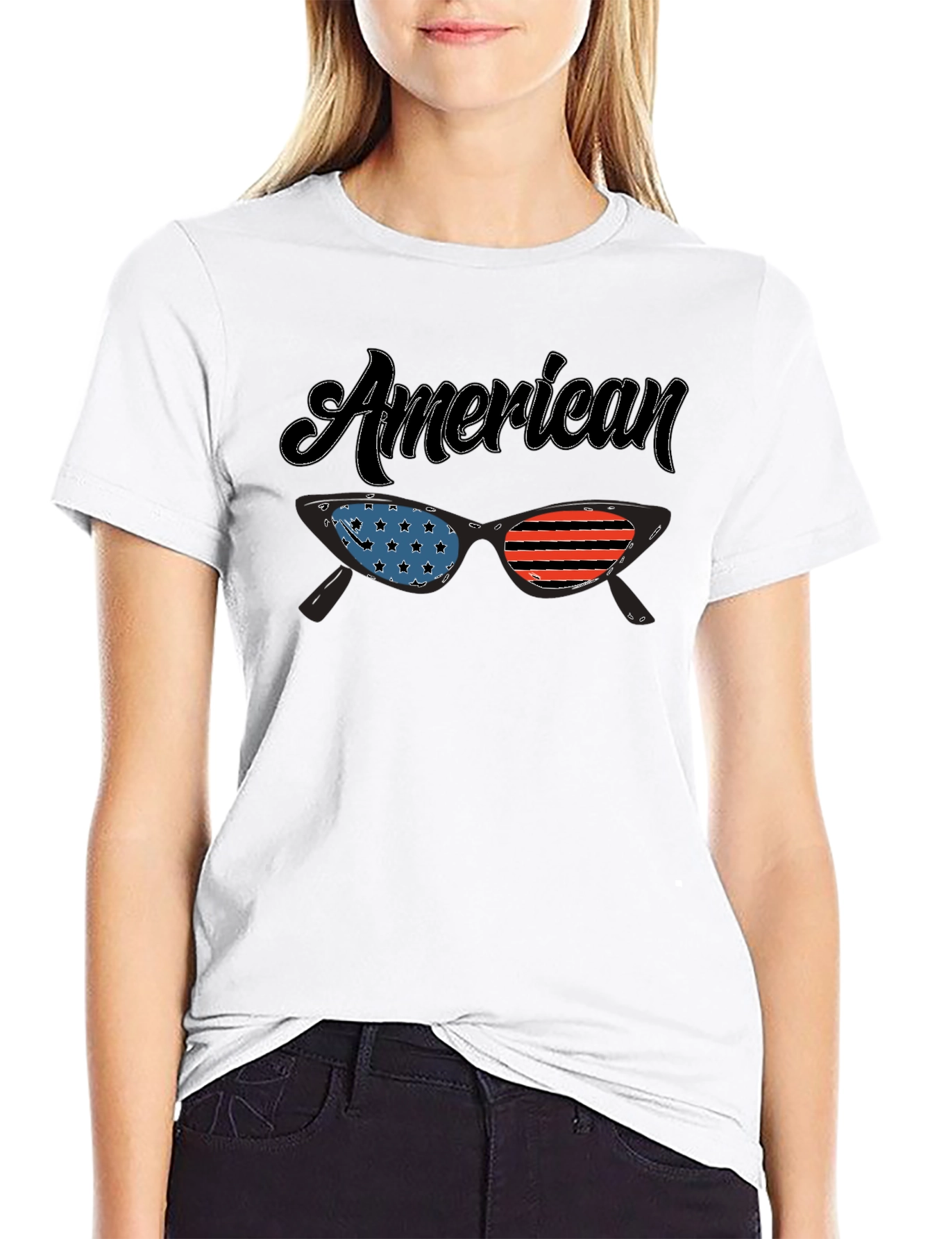 American Flag Sunglasses Graphic T-Shirt