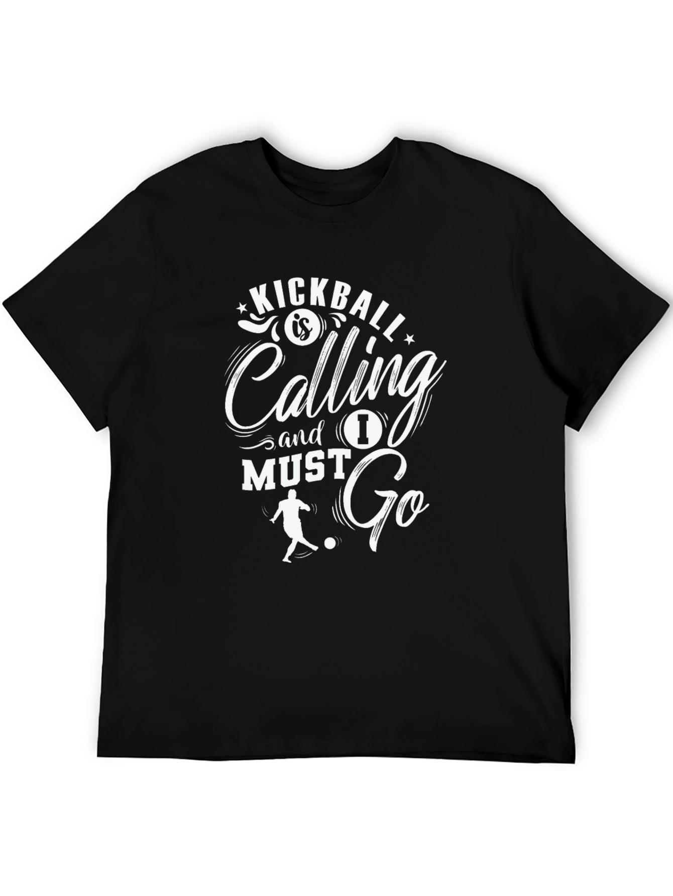 Kickball Calling Mens Black Graphic T-Shirt