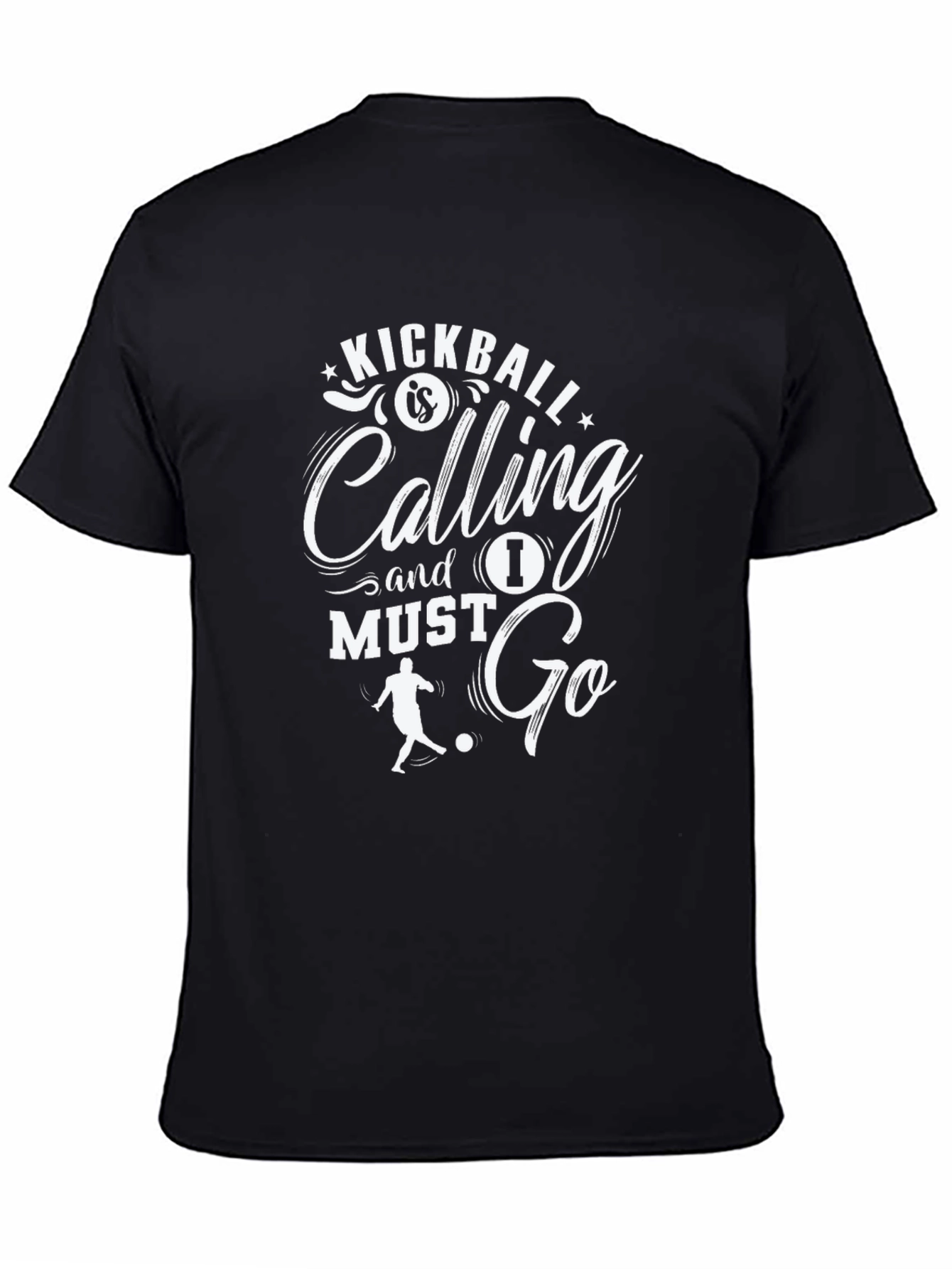 Kickball Calling Mens Black Graphic T-Shirt