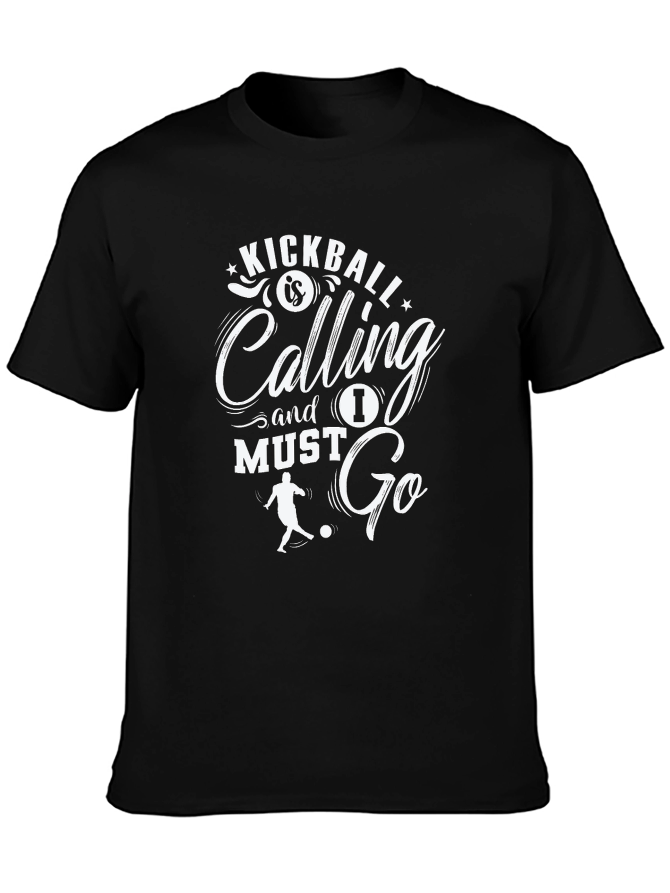 Kickball Calling Mens Black Graphic T-Shirt