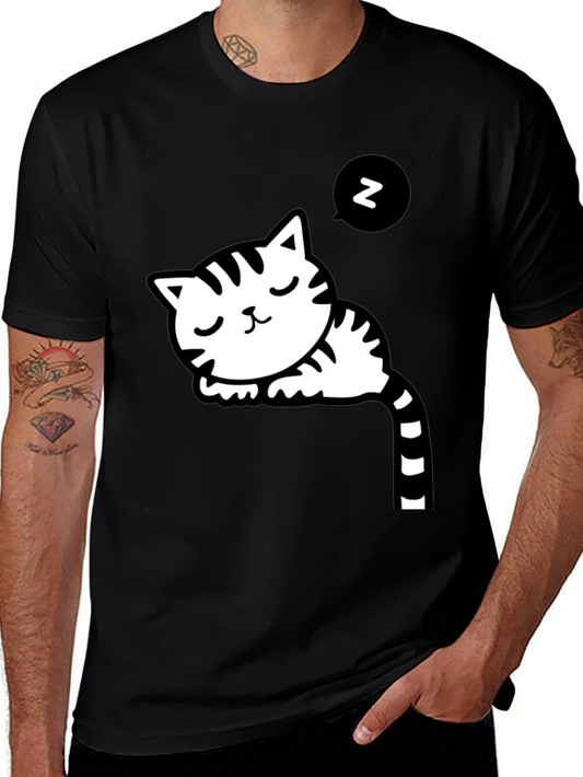 Cute Cat Nap Black T-Shirt
