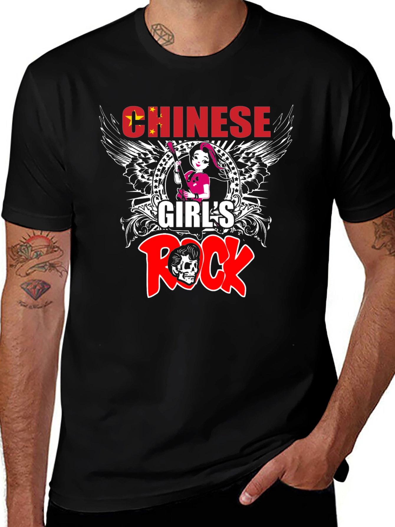 Chinese Girls Rock Graphic T-Shirt