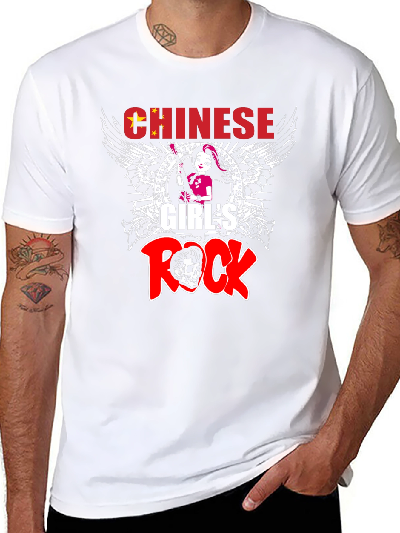 Chinese Girls Rock Graphic T-Shirt