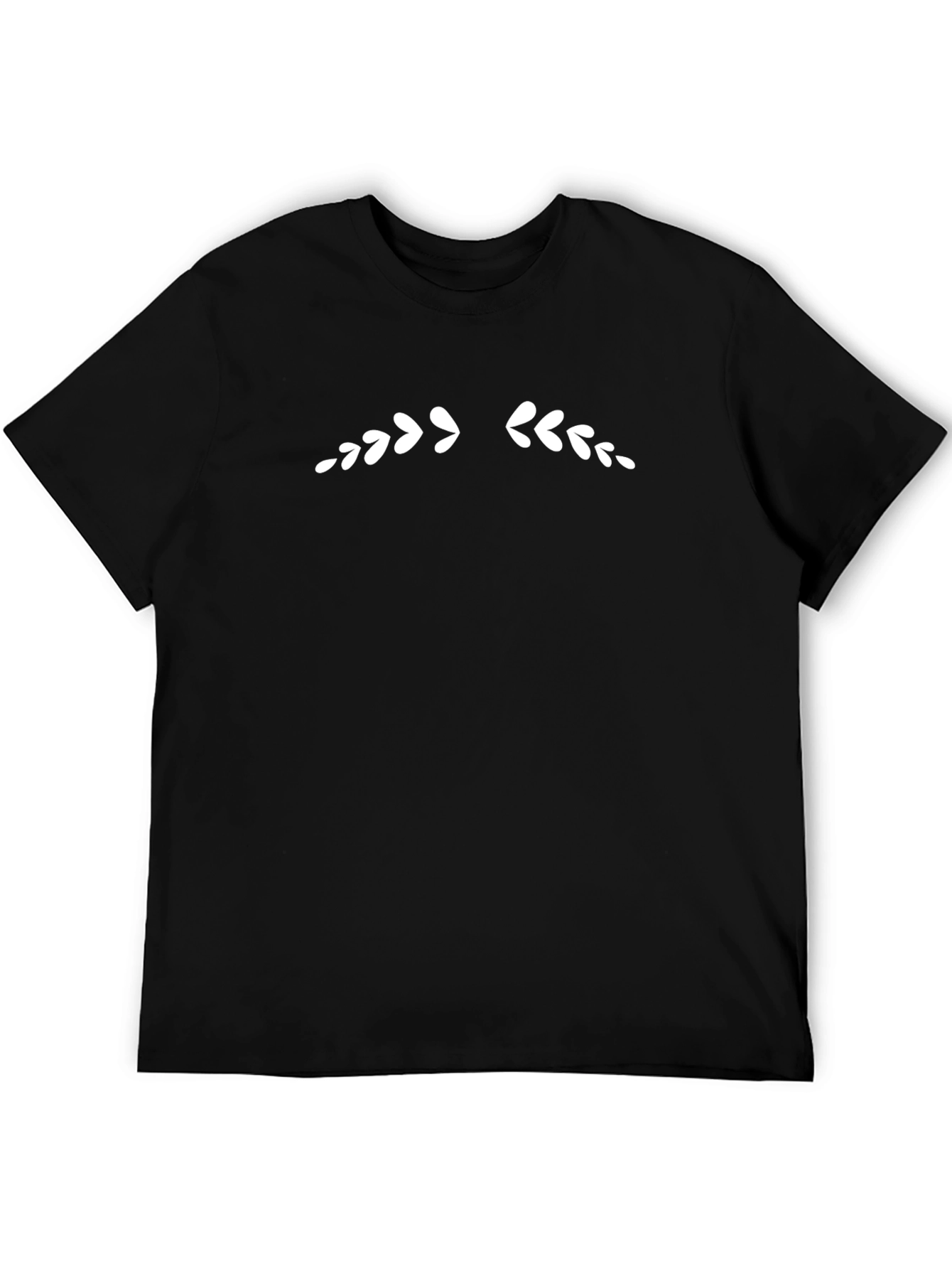 Mens Black Graphic Tee - Leaf Accent