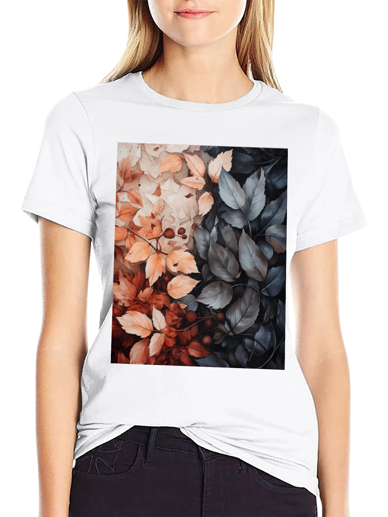 Autumn Leaves Graphic Tee - Stylish Nature Design