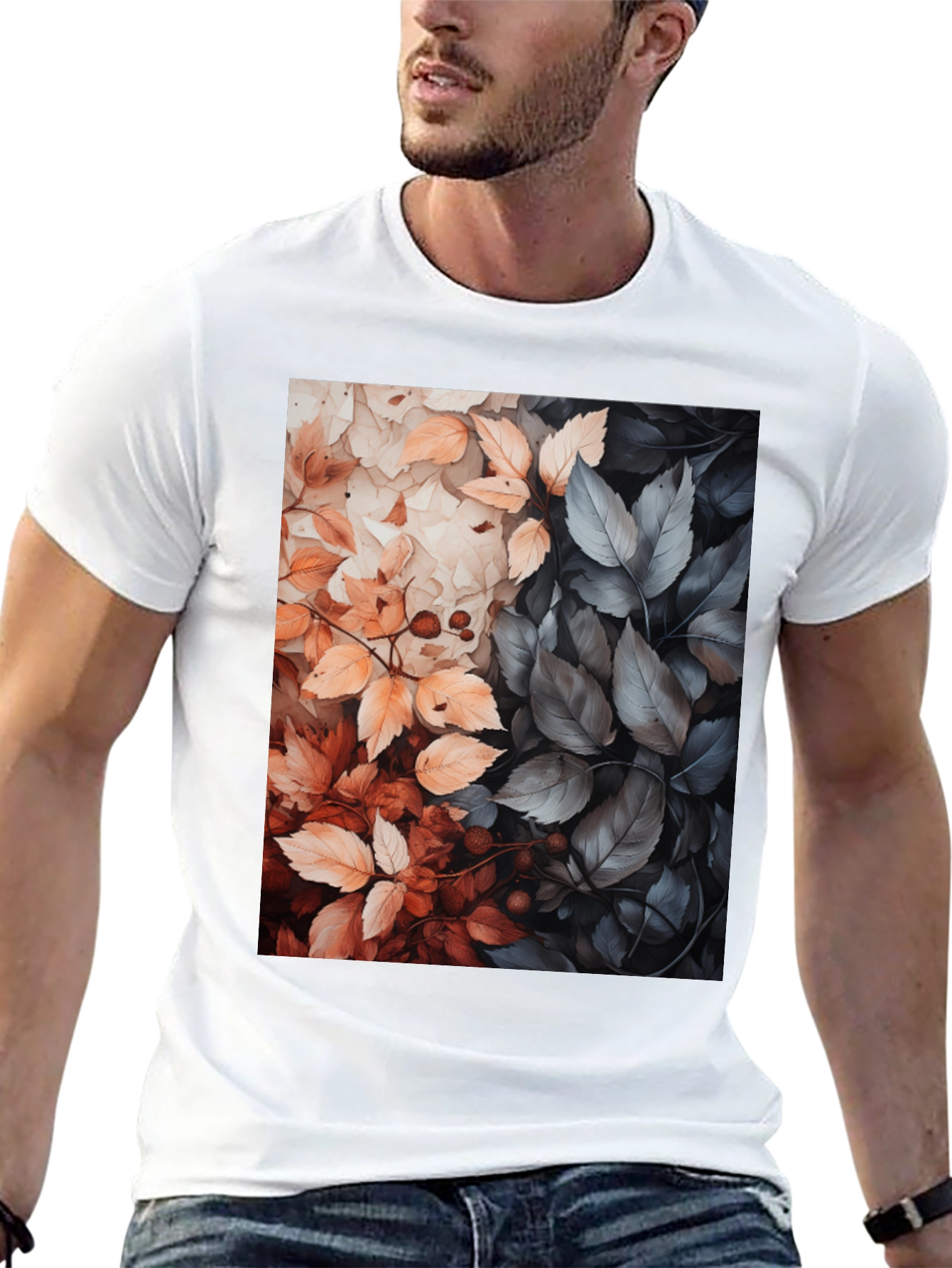 Autumn Leaves Graphic Tee - Stylish Nature Design