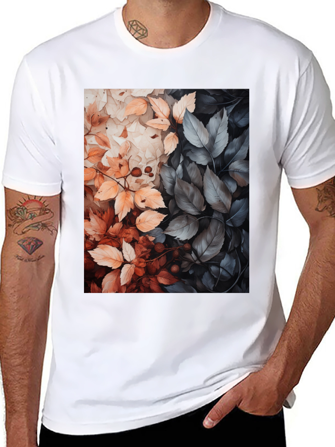 Autumn Leaves Graphic Tee - Stylish Nature Design