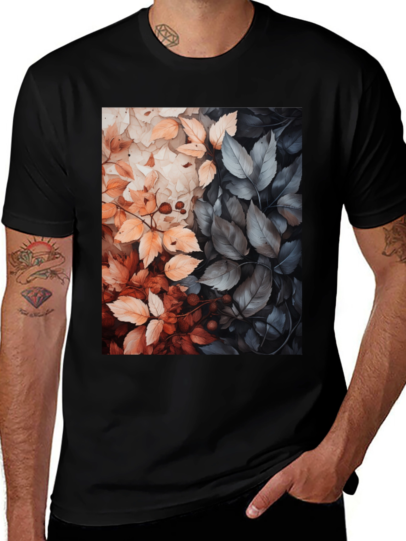 Autumn Leaves Graphic Tee - Stylish Nature Design