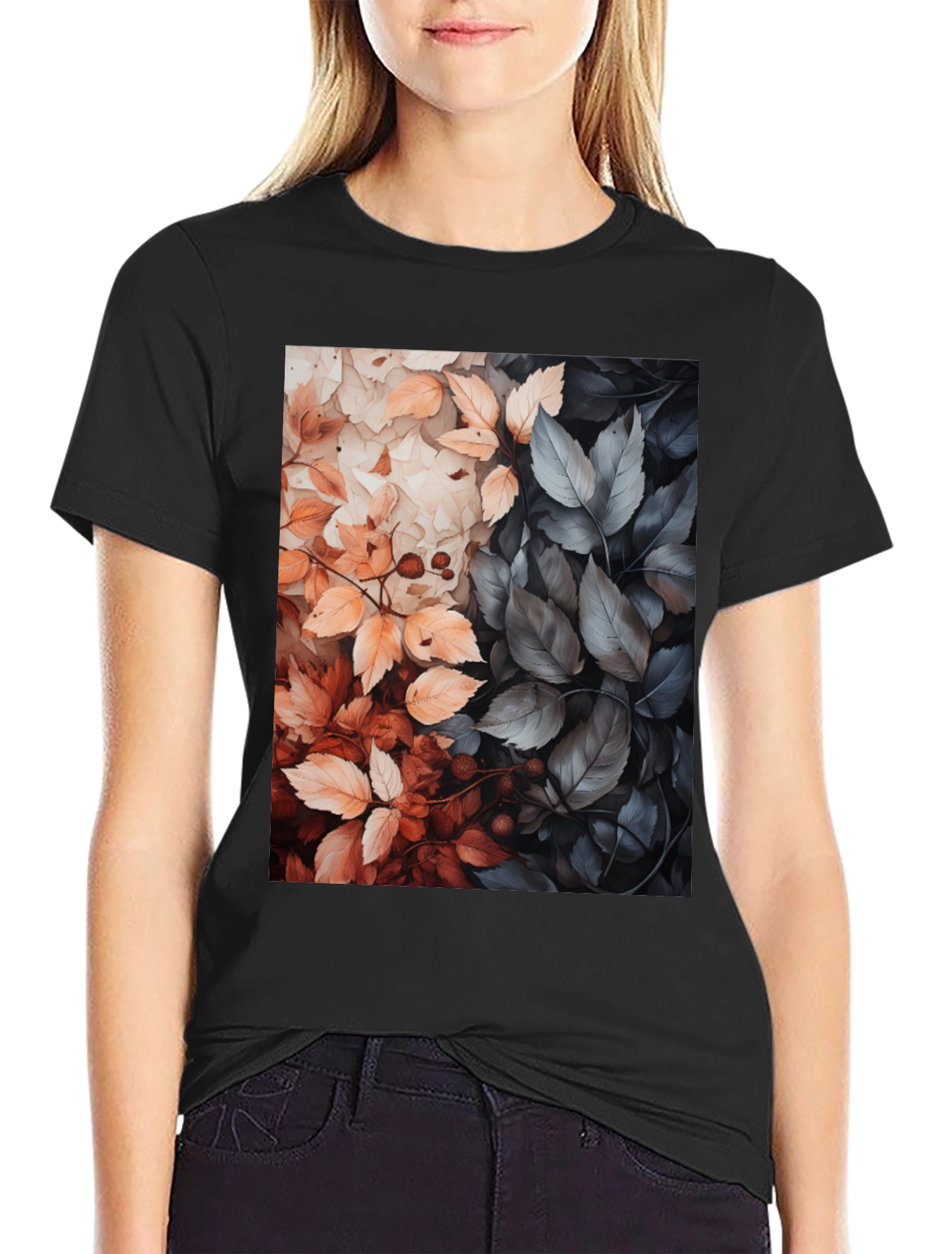 Autumn Leaves Graphic Tee - Stylish Nature Design