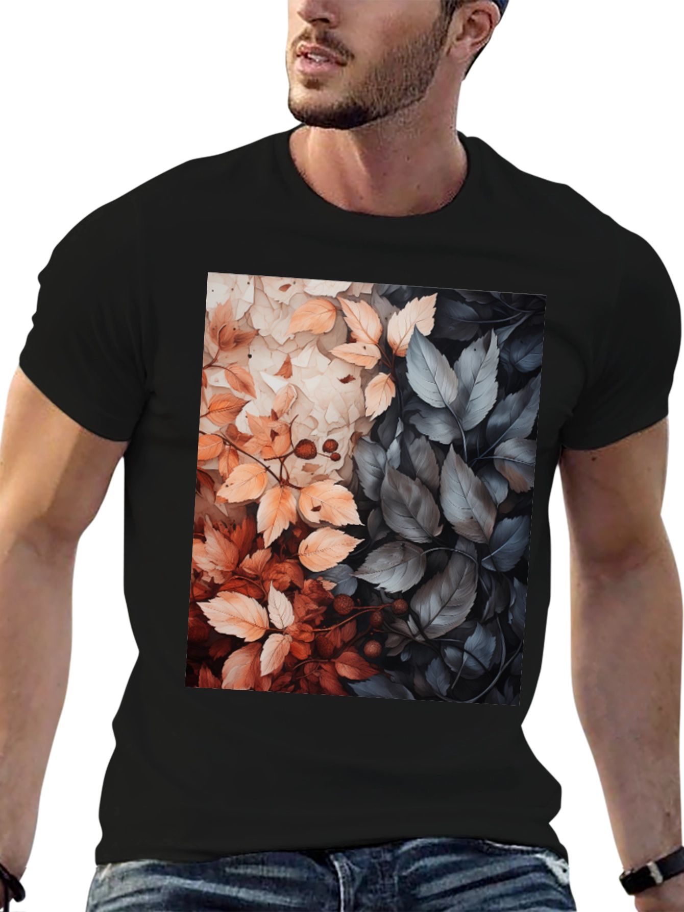 Autumn Leaves Graphic Tee - Stylish Nature Design