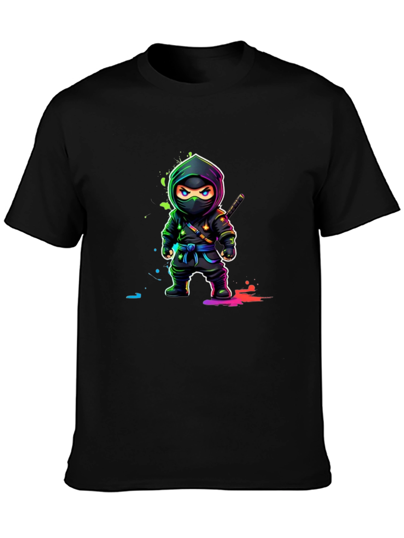 Ninja Graphic Tee - Black Cotton T-Shirt