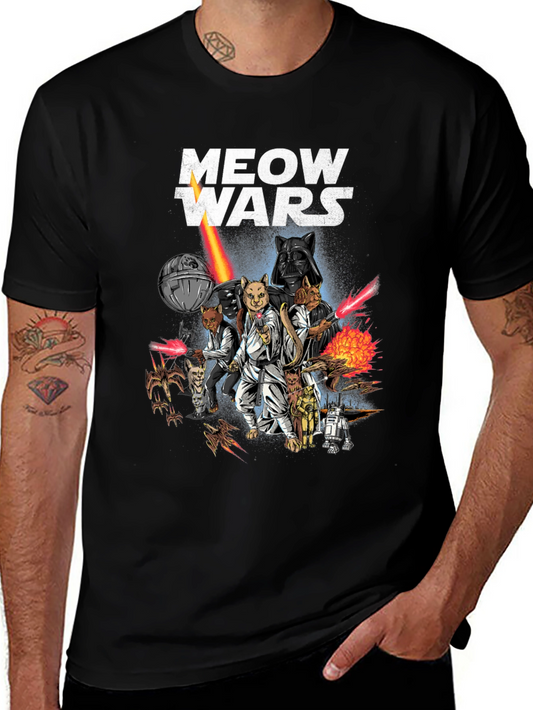 Meow Wars Funny Star Wars Cat Graphic T-Shirt