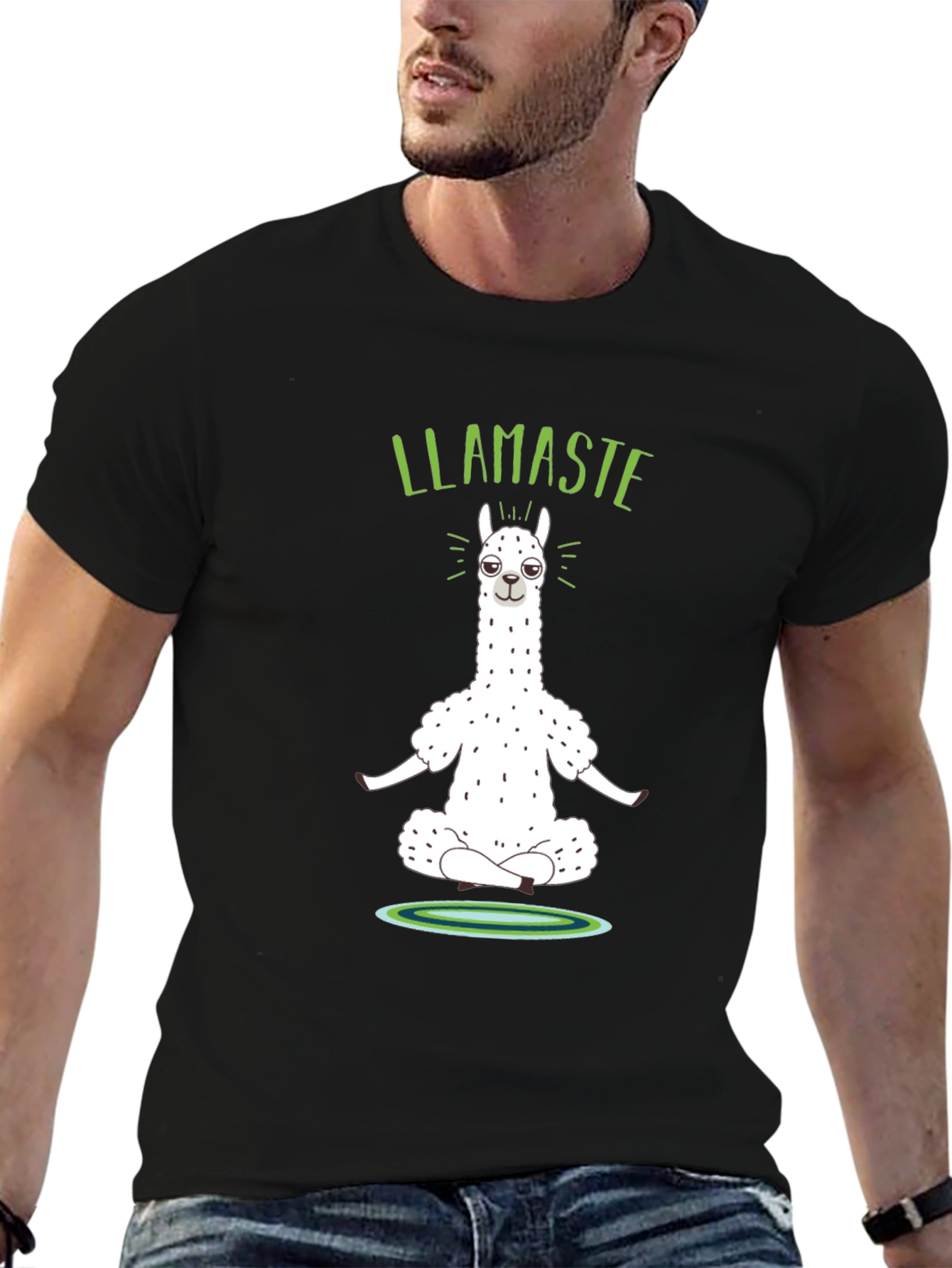 Llamaste Yoga Black Graphic T-Shirt