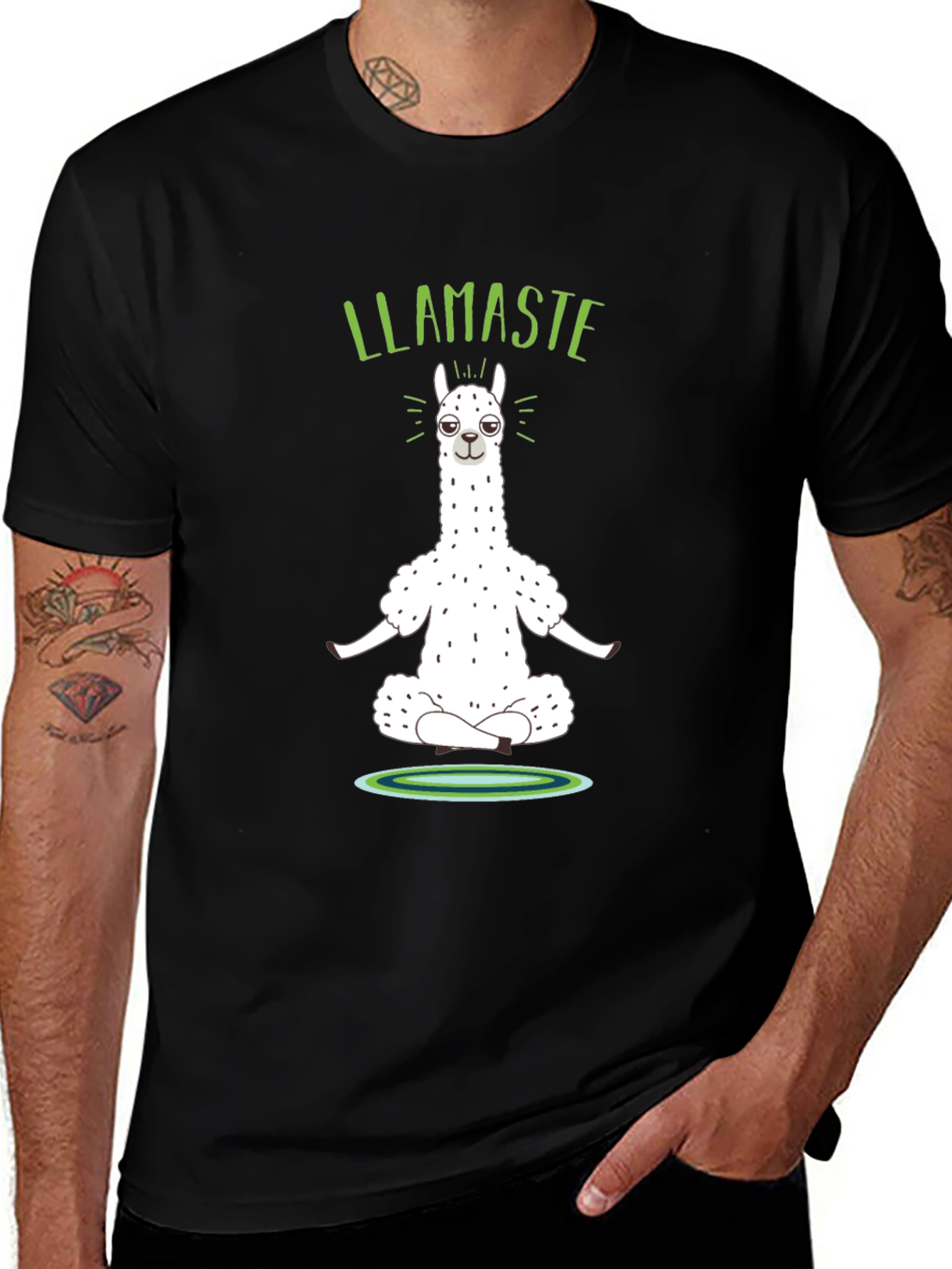 Llamaste Yoga Black Graphic T-Shirt