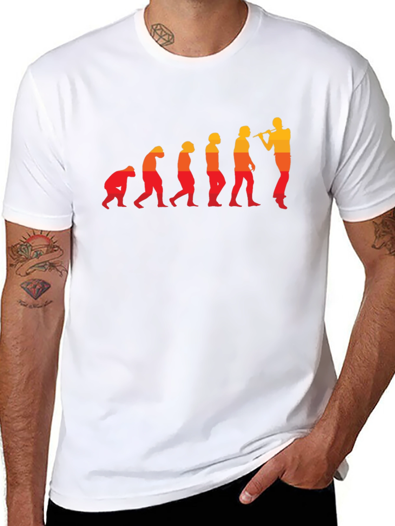 Evolution of Flute Player T-Shirt