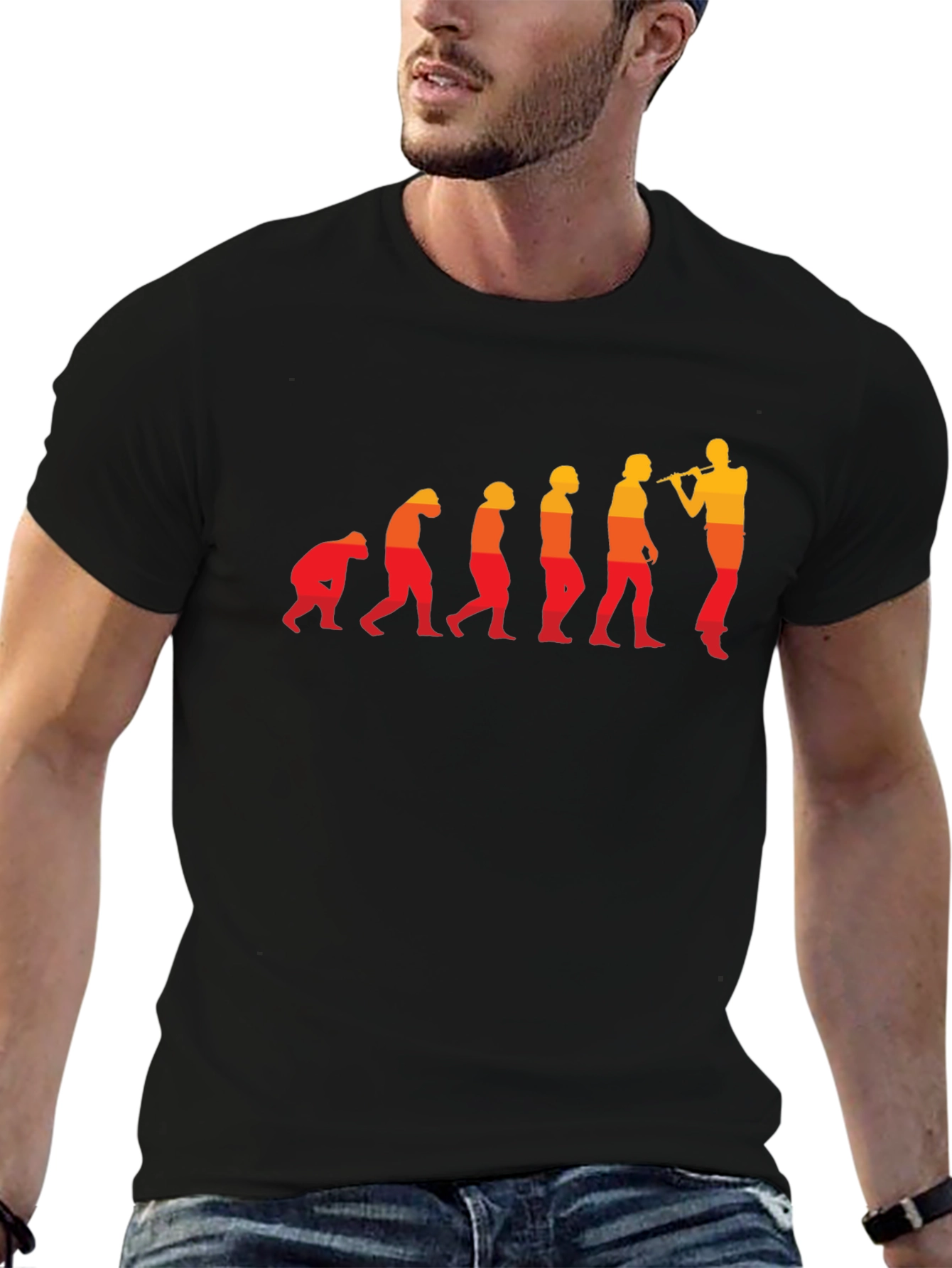 Evolution of Flute Player T-Shirt