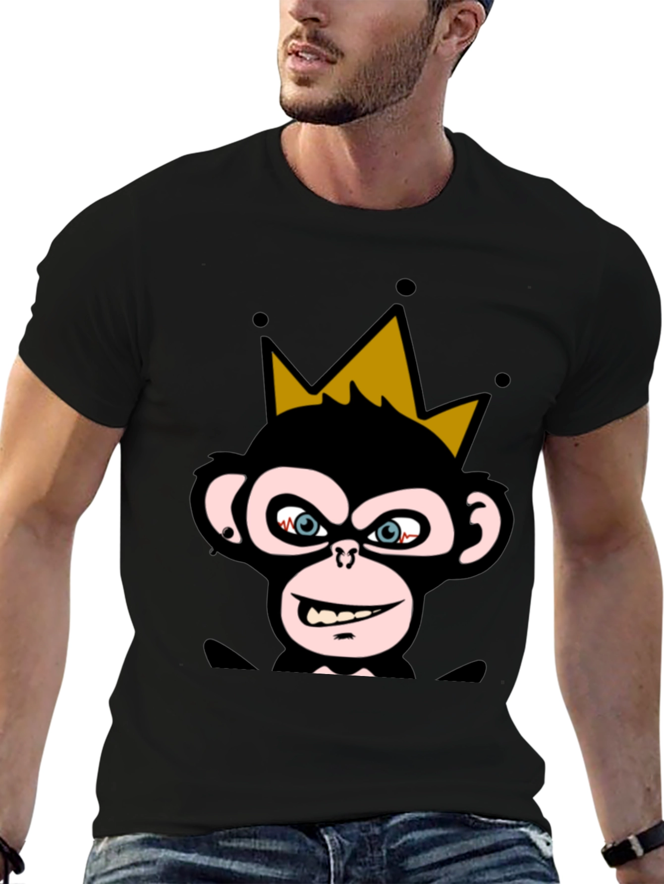 King Monkey Graphic Tee - Black Crew Neck