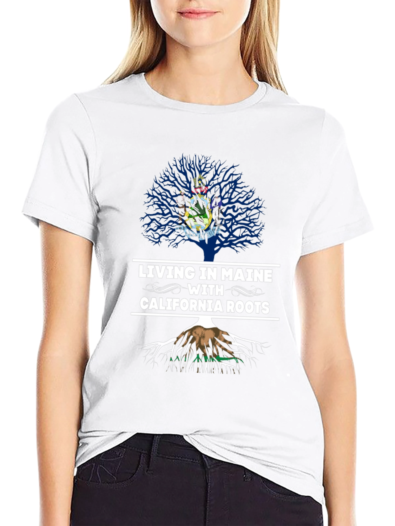 Living in Maine with California Roots T-Shirt