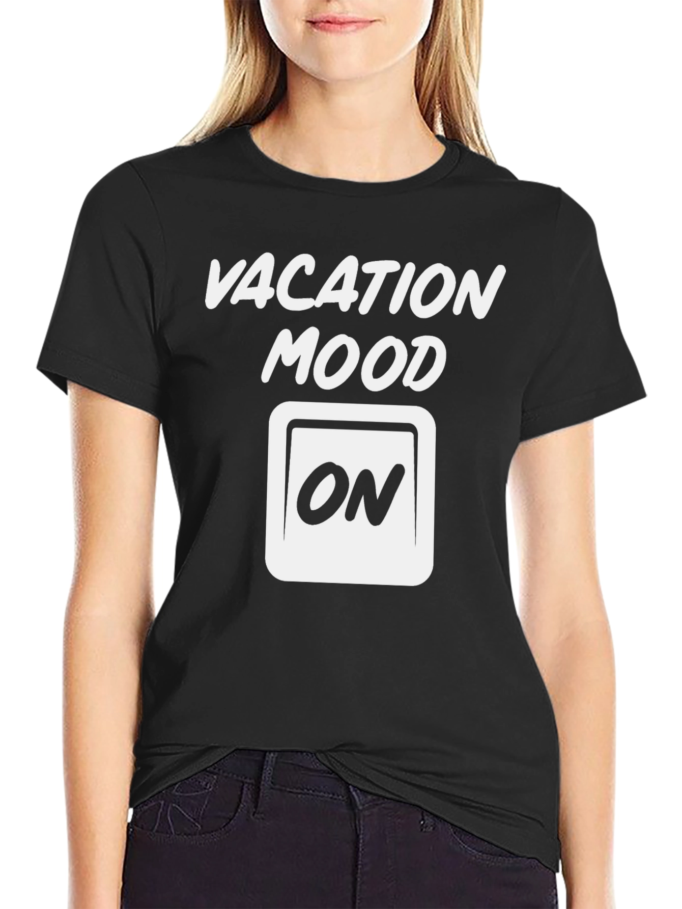 Vacation Mood ON Black Graphic Tee