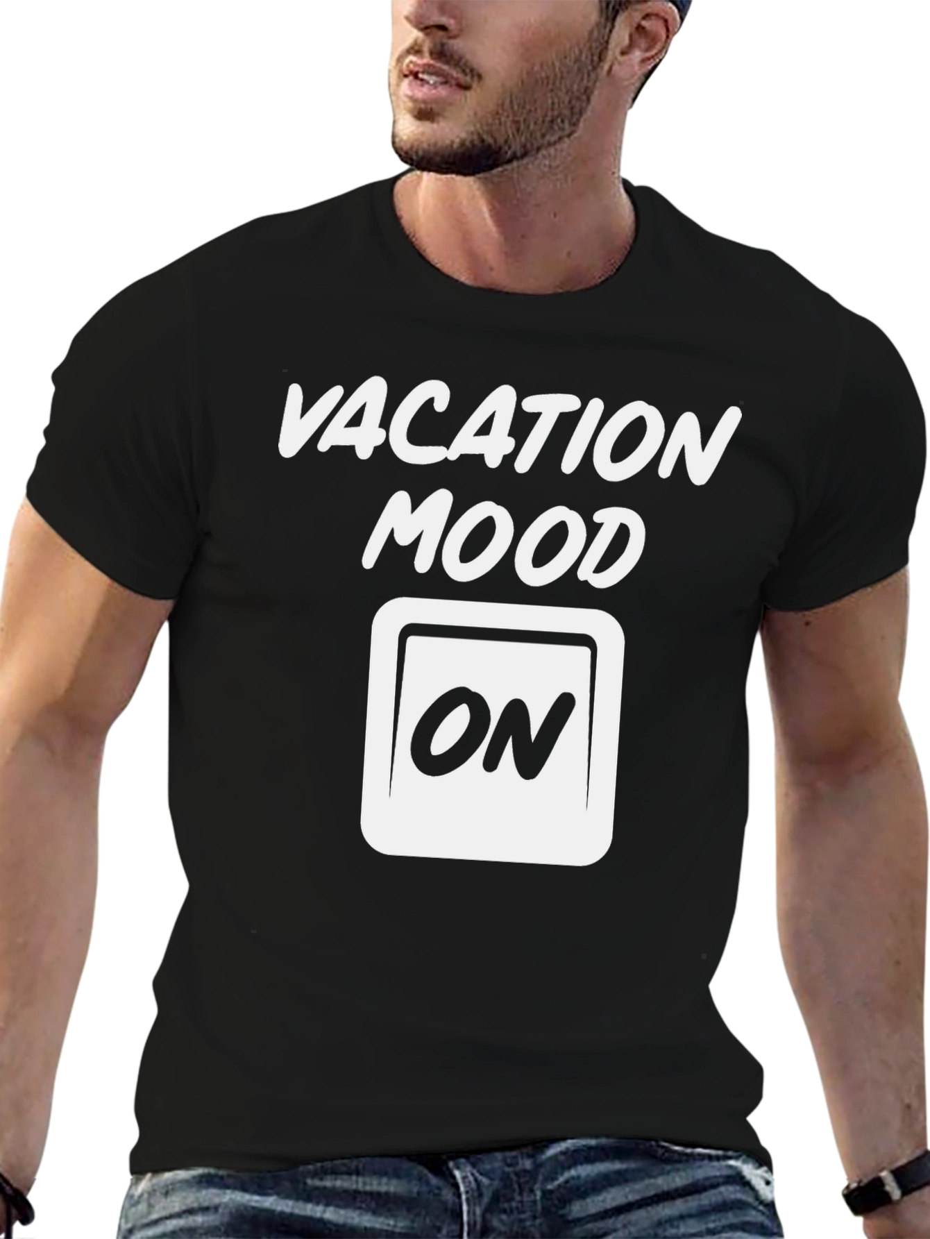 Vacation Mood ON Black Graphic Tee