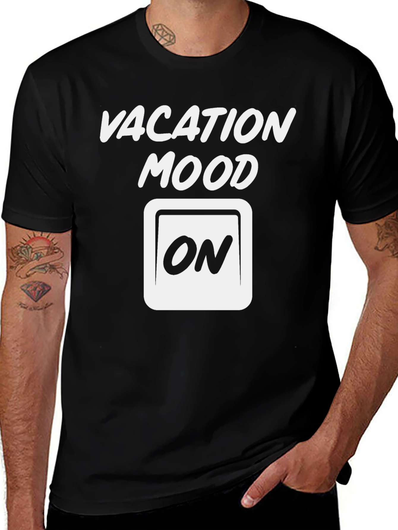 Vacation Mood ON Black Graphic Tee