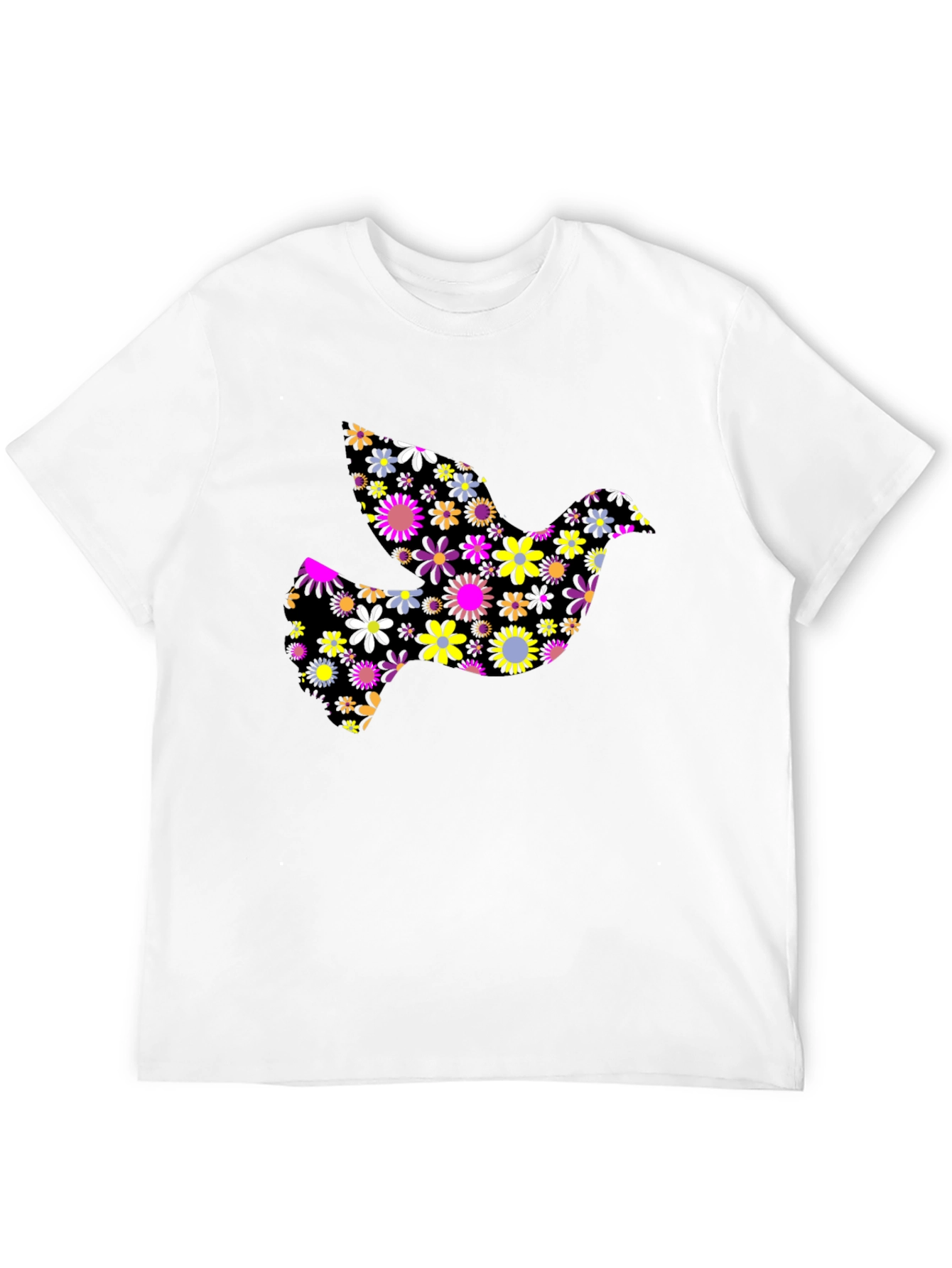 Floral Dove Graphic T-Shirt - Black
