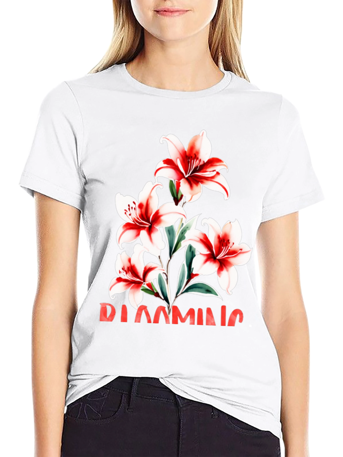 Floral Graphic Tee - Blooming Lily Design