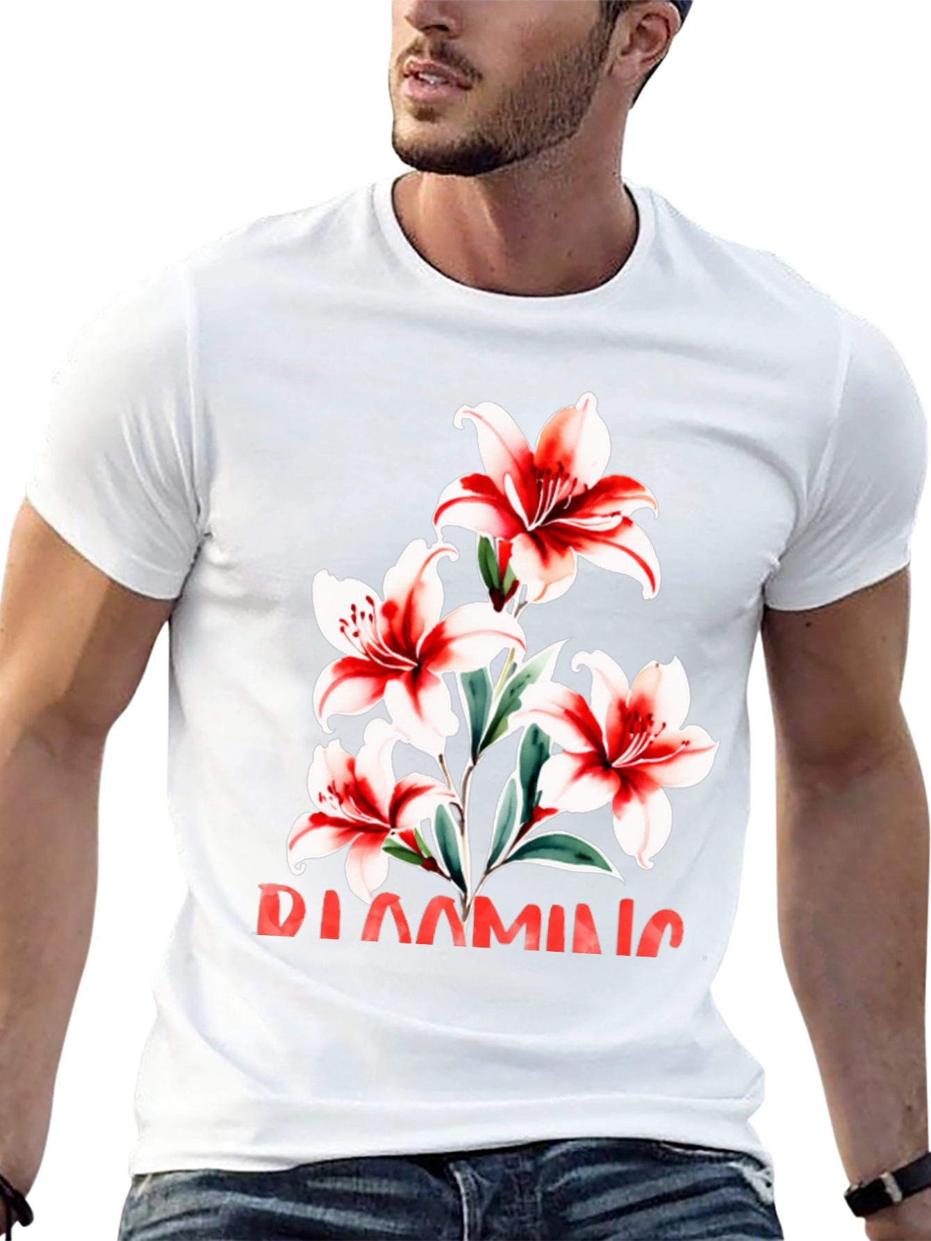 Floral Graphic Tee - Blooming Lily Design
