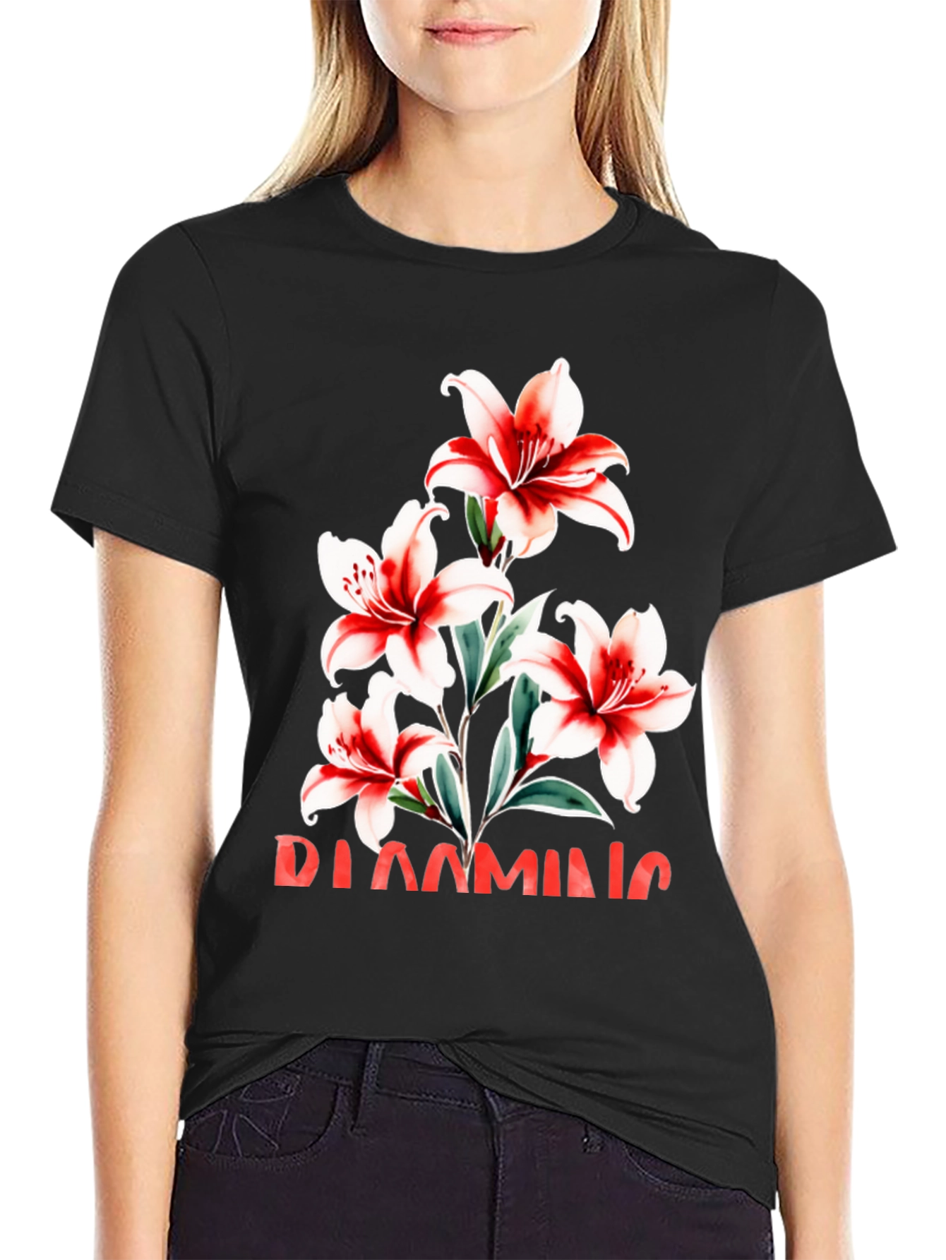 Floral Graphic Tee - Blooming Lily Design