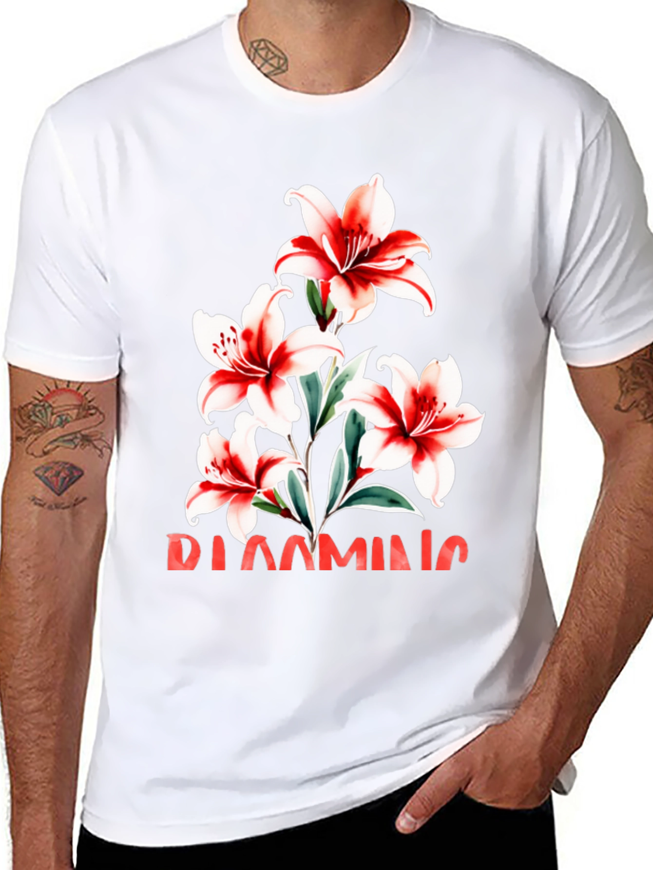 Floral Graphic Tee - Blooming Lily Design