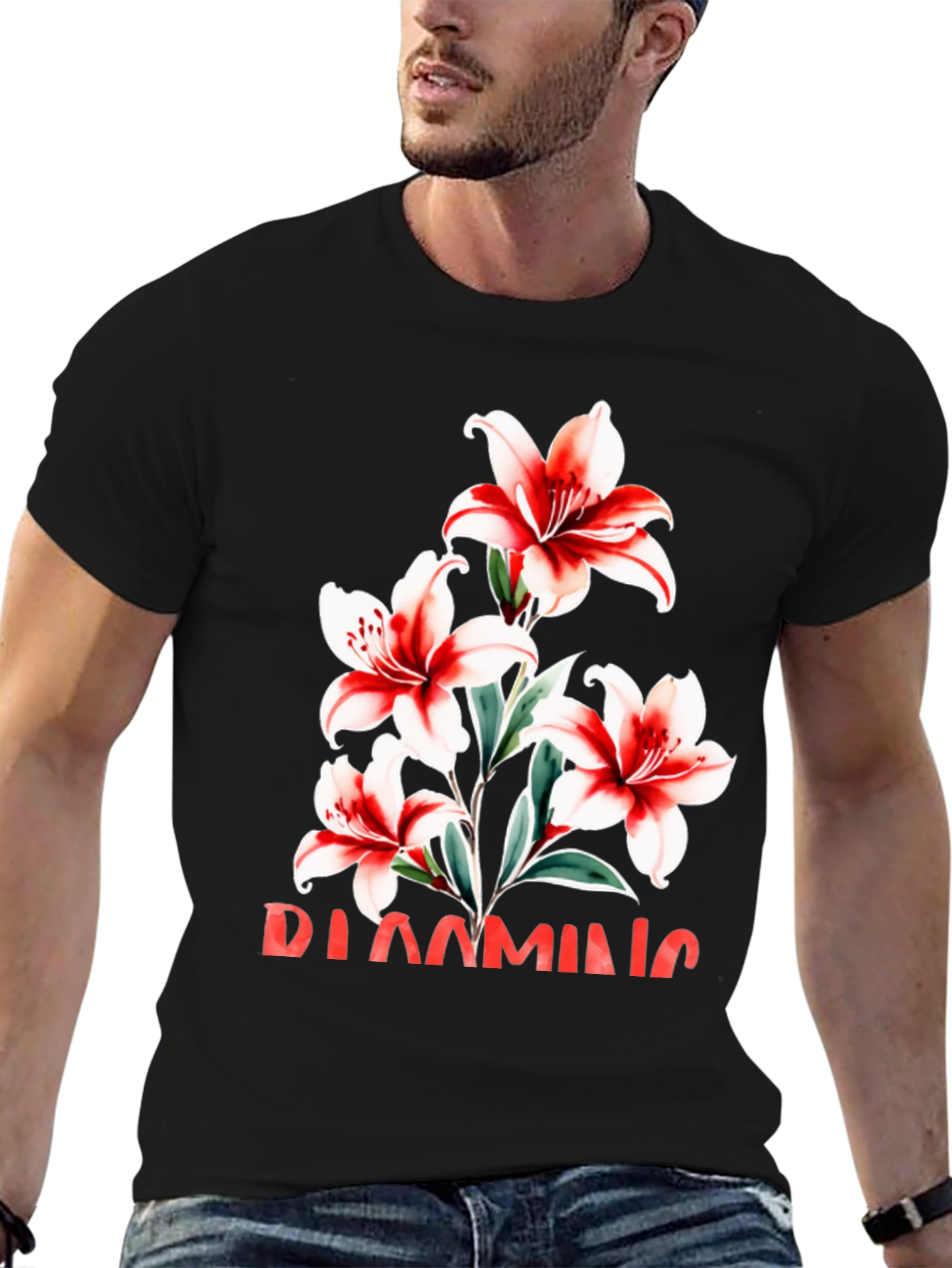 Floral Graphic Tee - Blooming Lily Design