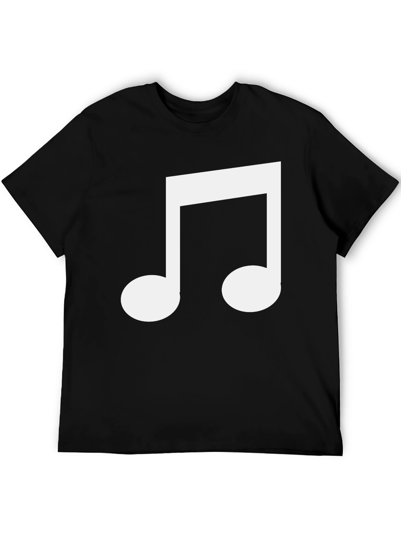 Black T-Shirt with White Music Note Graphic