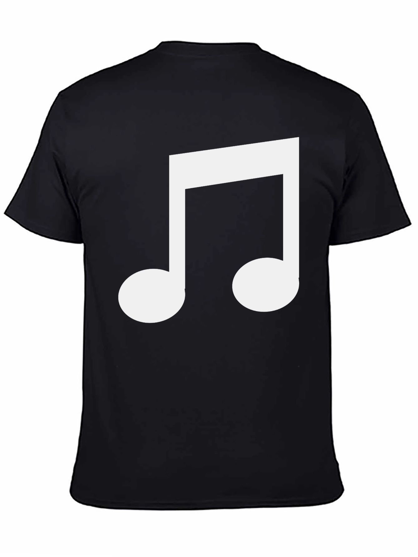 Black T-Shirt with White Music Note Graphic
