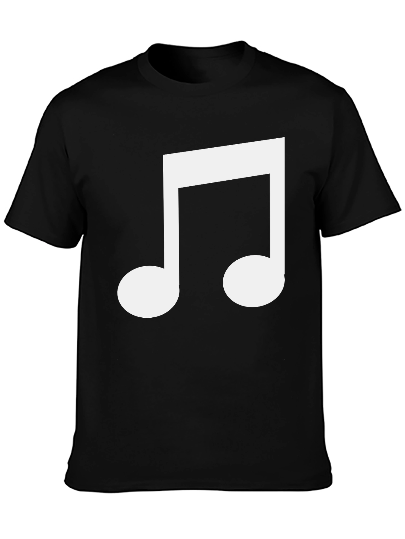 Black T-Shirt with White Music Note Graphic