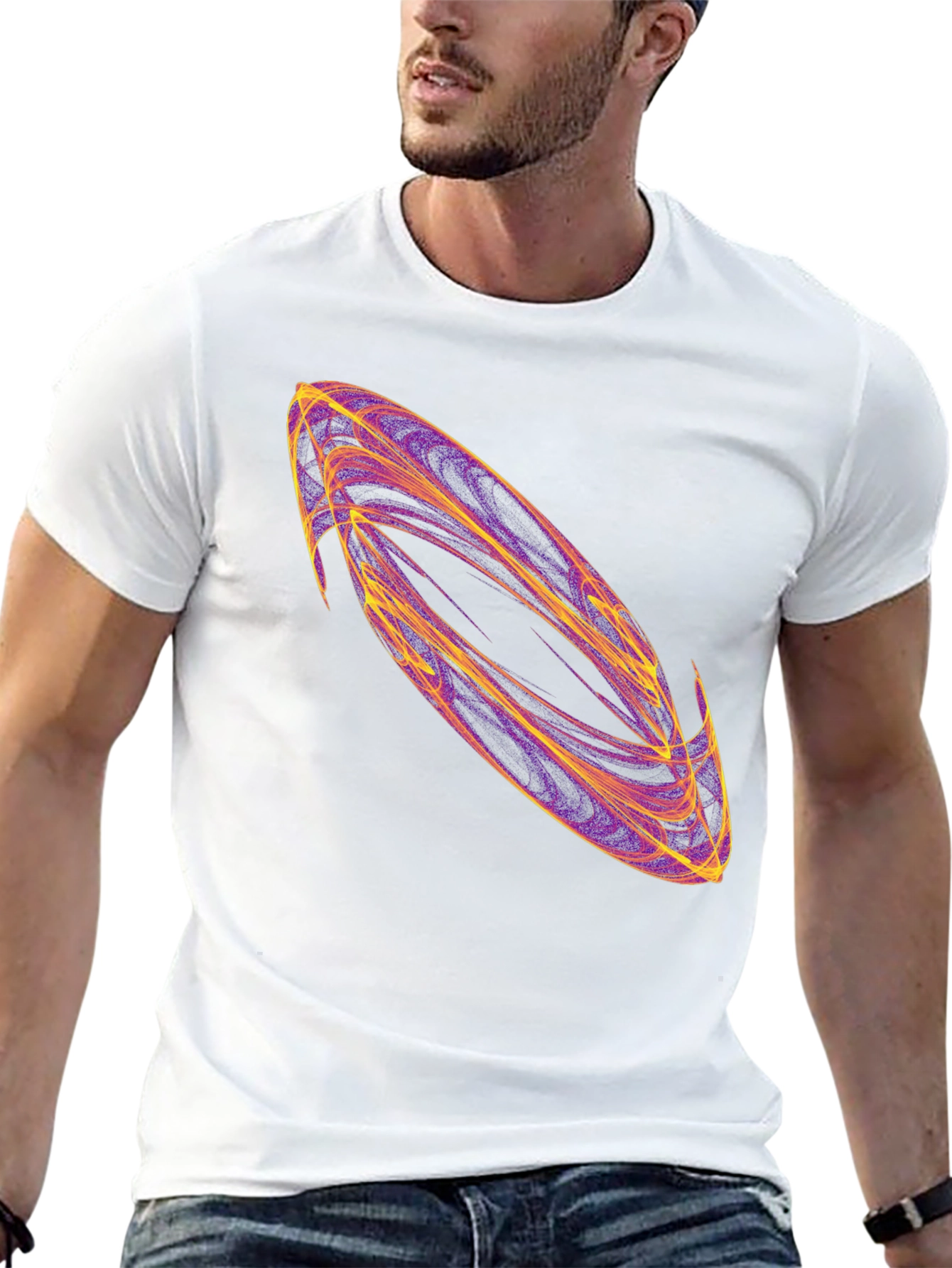 Abstract Swirl Graphic Black T-Shirt
