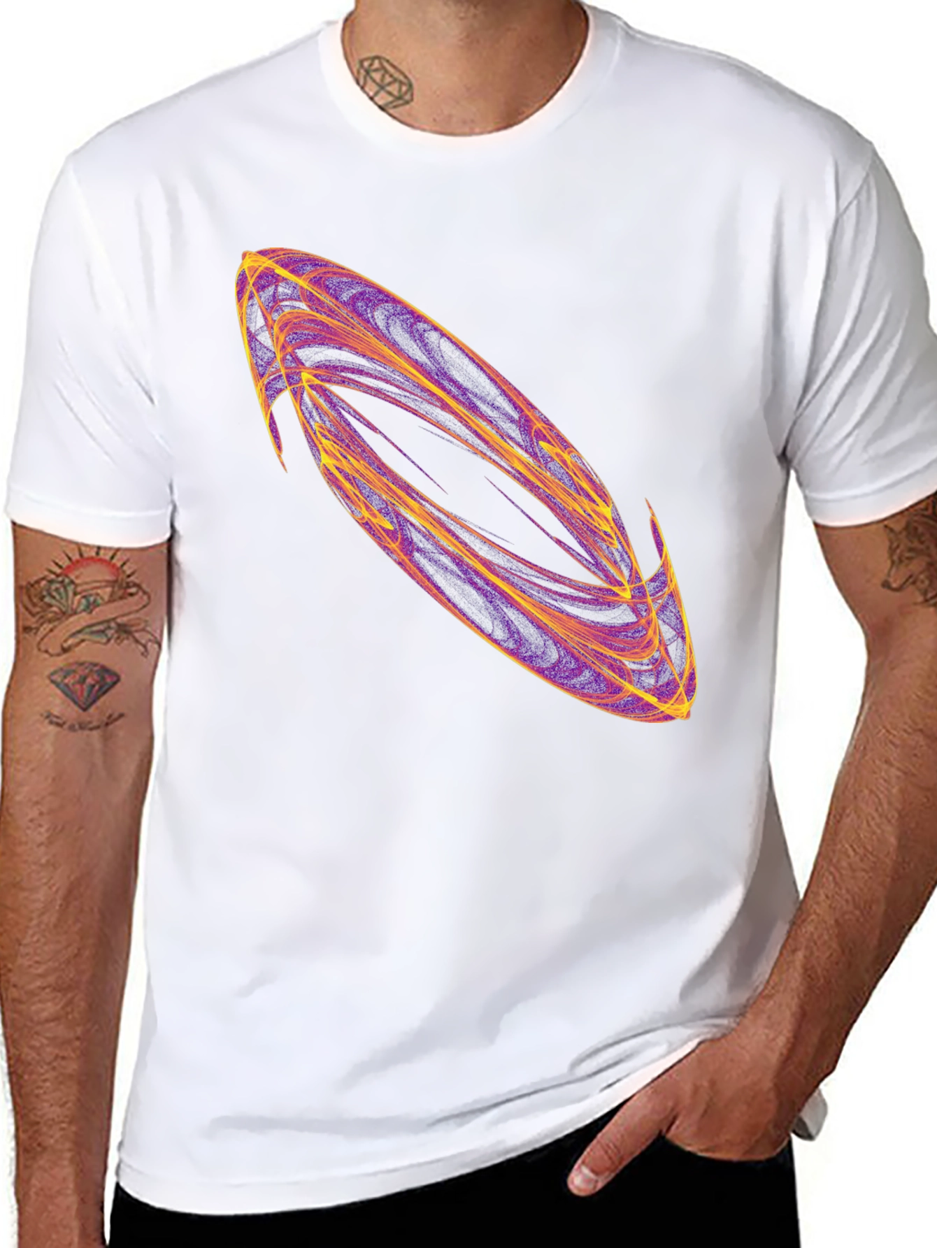 Abstract Swirl Graphic Black T-Shirt