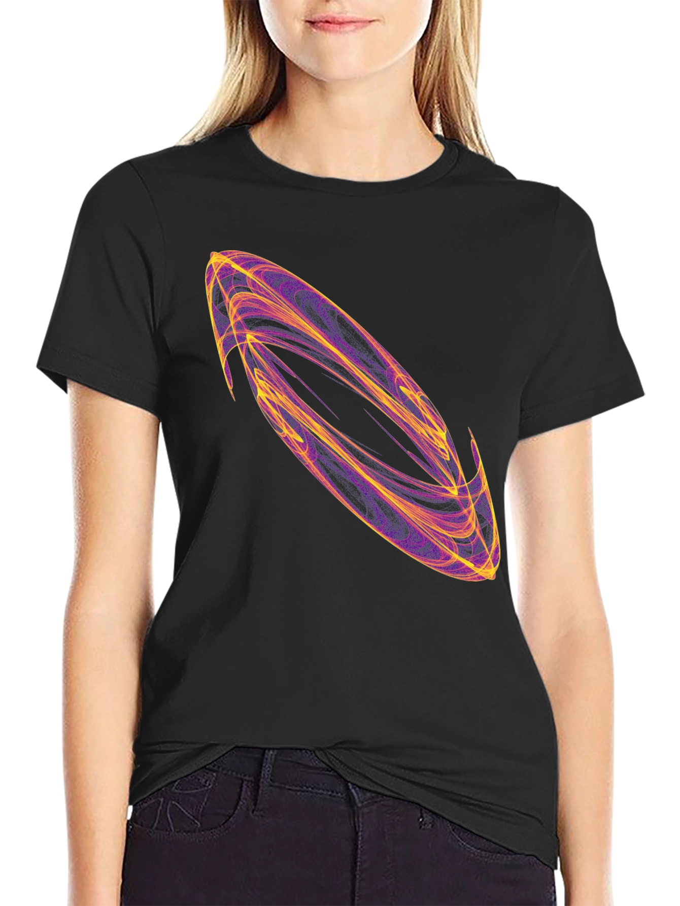 Abstract Swirl Graphic Black T-Shirt