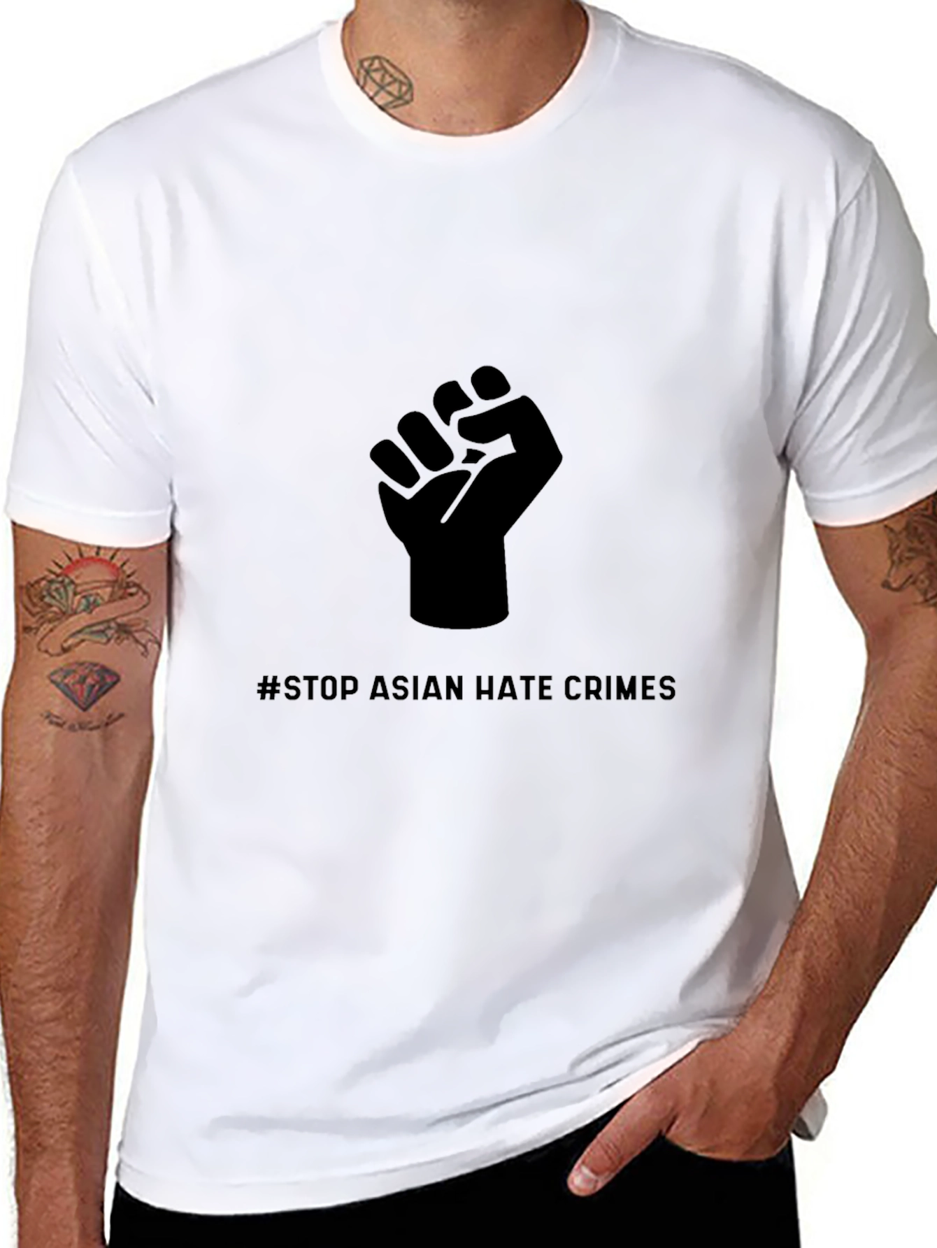 Stop Asian Hate Crimes Fist Black T-Shirt